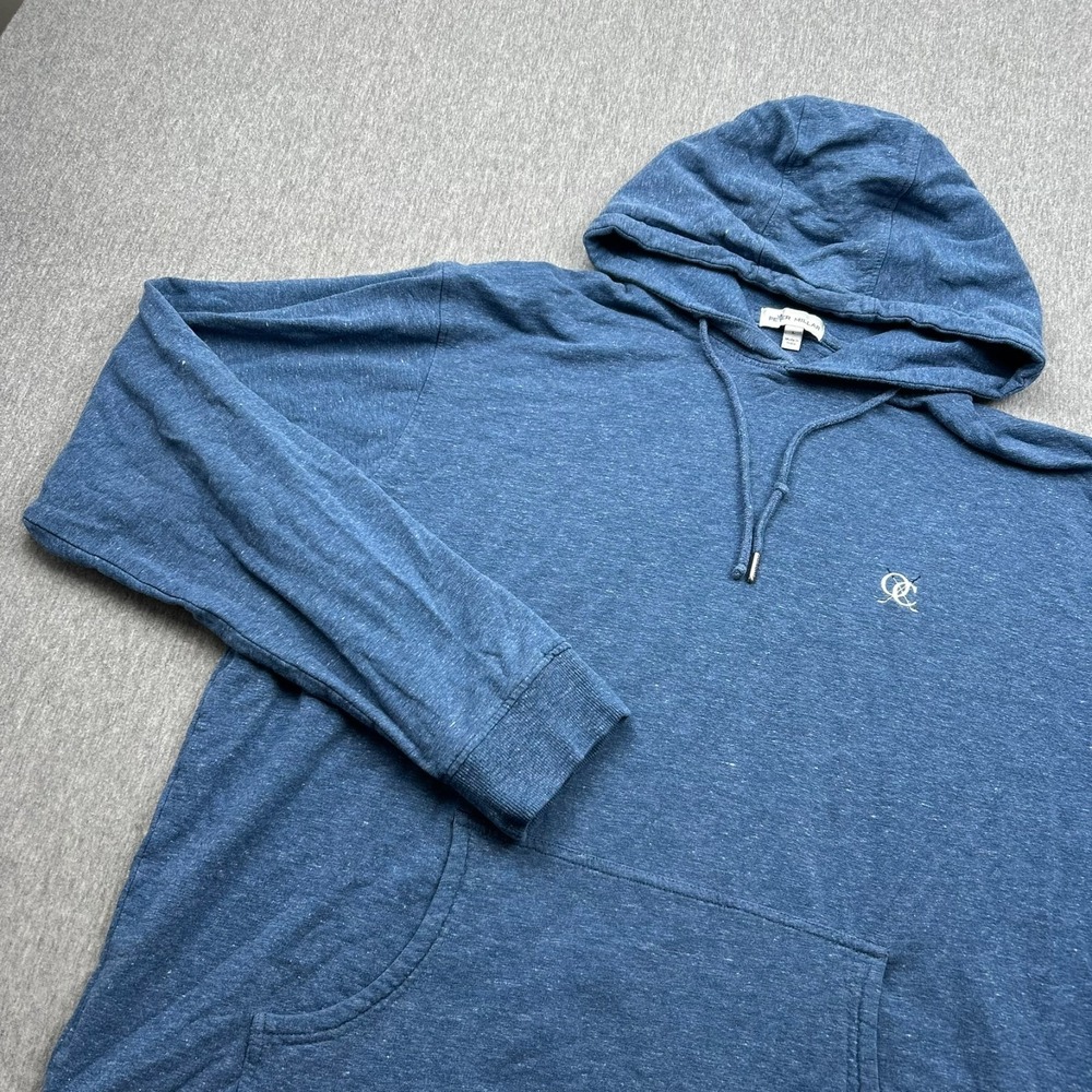 Peter Millar Lava Wash Hoodie Sweatshirt Mens Large Blue *LOGO* Country Club